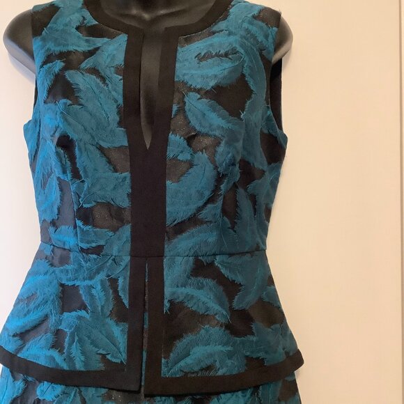BCBG Max Azria - Teal Feather Suni Dress with side pockets - Picture 3 of 4